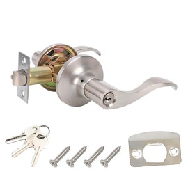 Qrity 1 Pack Door Handle Lock with Keys, Door Knob with Lock and Tubular Latch, Internal Handle for Bathrooms, Bedrooms, Internal Door