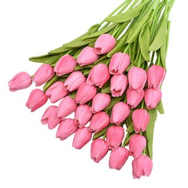 Tvoip 12Pcs/lot 13.8" Tulip Flower Real Touch Flowers Fake Artificial Tulip Bridal Bouquet for Wedding Home Decortion Decorative Flower