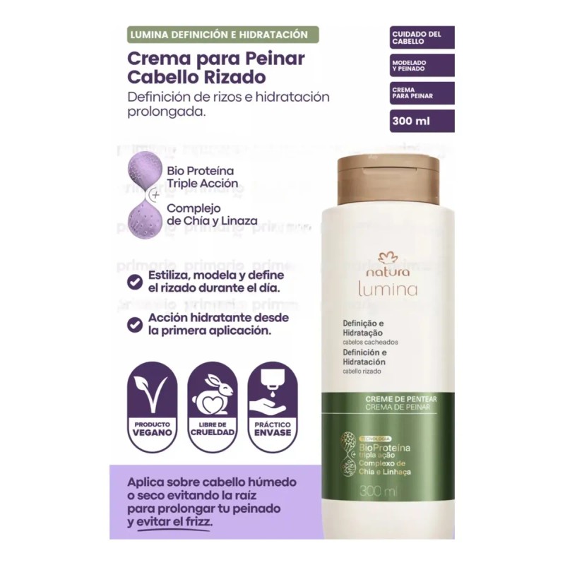 Crema Para Peinar Lumina Rizos Definicion E Hidratacion Natura