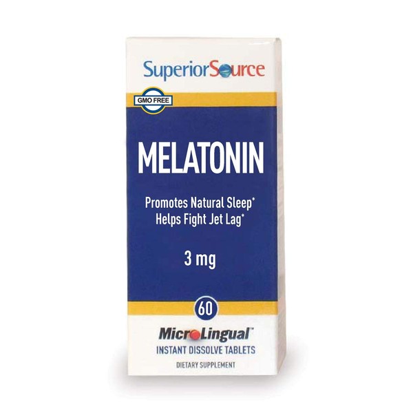Superior Source Melatonin 3 mg, Under The Tongue Quick Dissolve Sublingual Tablets, 60 Count, with Chamomile, Non-Addictive Sleep Aid, Sublingual Melatonin, Natural Sleeping Pills for Adults, Non-GMO
