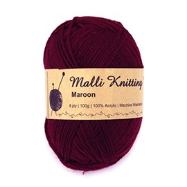 Malli Knitting 100g Acrylic Yarn Ball 8 Ply - Maroon