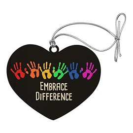 GRAPHICS & MORE Embrace Difference Autism Hand Prints Heart Love Wood Christmas Tree Holiday Ornament