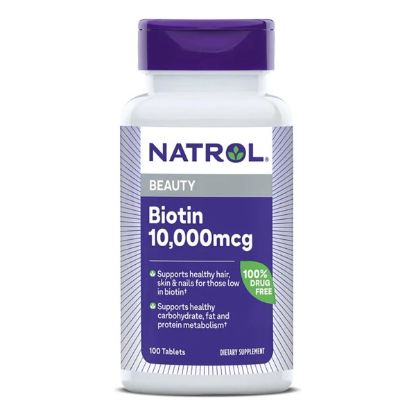 Natrol Beauty Biotin 10,000mcg Vitaminas para la Belleza, 100 Tabletas,