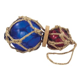 Sea-Club Fishing Balls Maritime Decorative Glass & Rope / Sisal Diameter 8 cm Blue & Red
