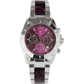 Salvatore Marra SM23105-SSPLSV Men's Chronograph Acetate Combination Strap 20th Anniversary Limited Edition Brand Ranking Watch Gift Purple Silver, silver purple, Modern