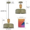 Contemporary Pendant Lighting,12 inch Pendant Lamp,Wood and Brass Accent,Adjustable Metal