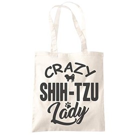Crazy Shih-tzu Lady - Tote Shopping Bag - dog breed gift pet dog walker - natural