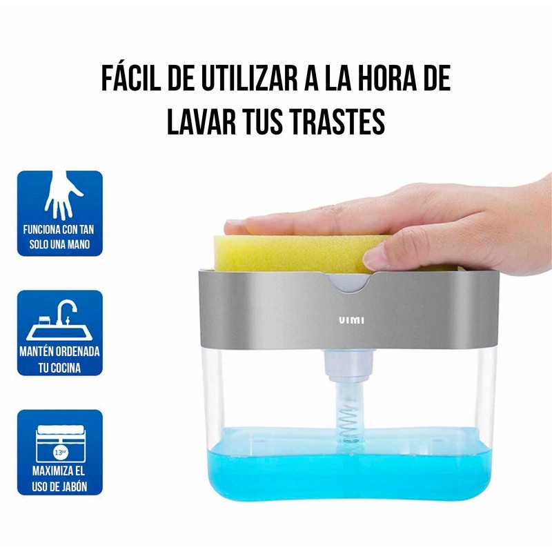 Vimi Dispensador De Jabón Líquido Lava Trastes Cubiertos (Negro)