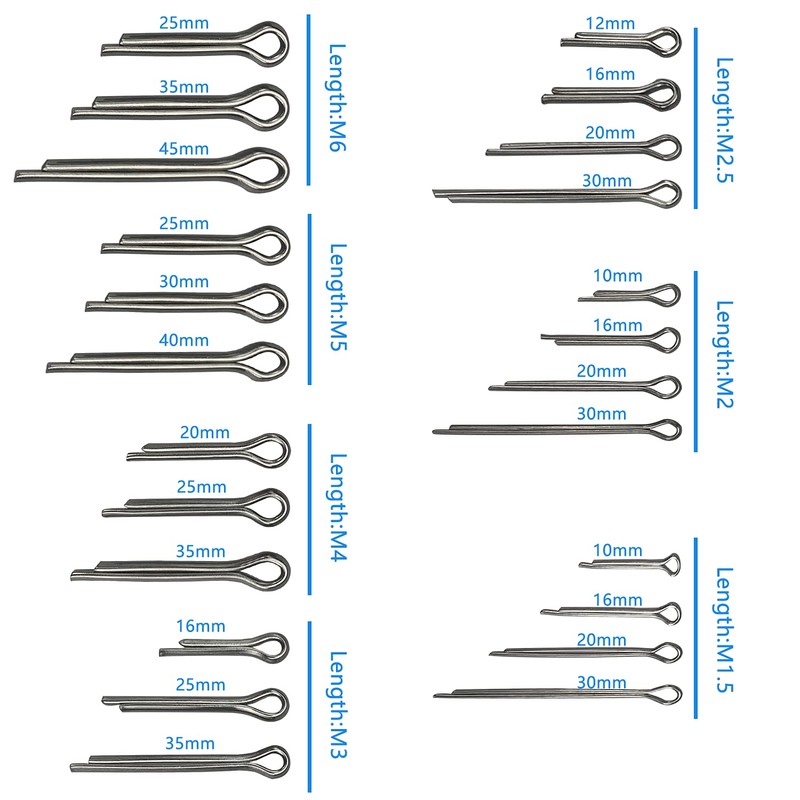 290Pcs Stainless Steel Split Pins Split Cotter Pin Cotter Pin