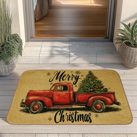 Merry Christmas Welcome Door Mat, Non-Slip Front Doormat for Indoor 30x17 Inch, Summer Porch Decor, Low Profile Entrance Rug for Home, Housewarming Gift