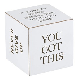 Creative Brands Quote Decor - Wooden Cube Home Décor for Living Room or Office Inspirational Block Sign by The Heartfelt Collection, 3 x 3-Inch, Encouragement