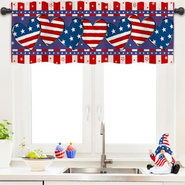 Nialnant Patriotic Valances for Windows 54" W x 18", 4th of July Kitchen Curtain Valance, Window Valances for Bedroom, Rod Pocket Window Valance Curtains, 1 Panel