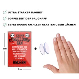 schilderkreis24 Football Magnet "Düsseldorf Fan" Decorative Fridge Magnet Item Sport Club Gift Idea Club Christmas Football Fan Lovers Enthusiasts 9 x 6 cm