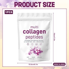 Kollagen Pulver,Premium Collagen Complex Typ 1, 2, 3, 5, 10-100% Kollagen Hydrolysat Peptide-geschmacksneutral,wasserlöslich