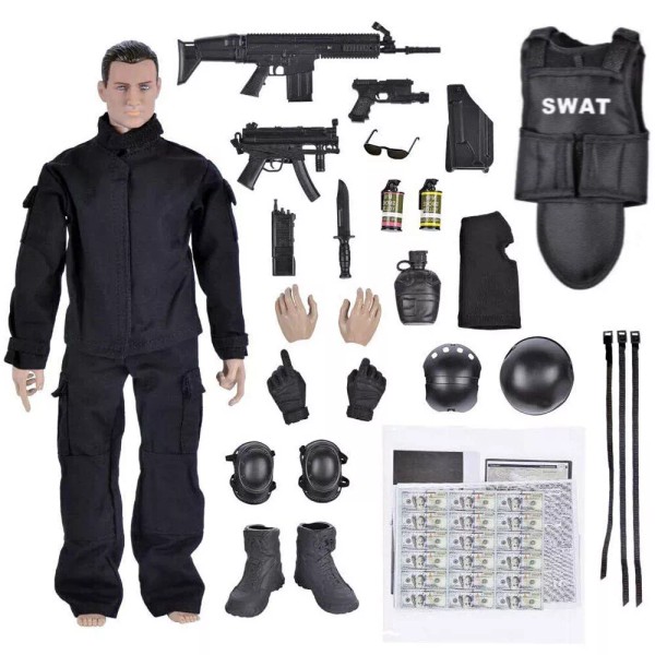 Unbranded 12-inch SWAT Soldier Action Figures Model Removable Accessories Suit