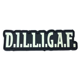 D.I.L.L.I.G.A.F Biker PVC Airsoft Morale Patch (Black Glow in The Dark)
