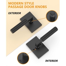 Asidrama 1 Pack Black Passage Door Handles, Door Lever with Door Knobs Indoor for Bedroom or Bathroom, Heavy Duty Door Handles Interior with Locks for Left Right Sided Doors