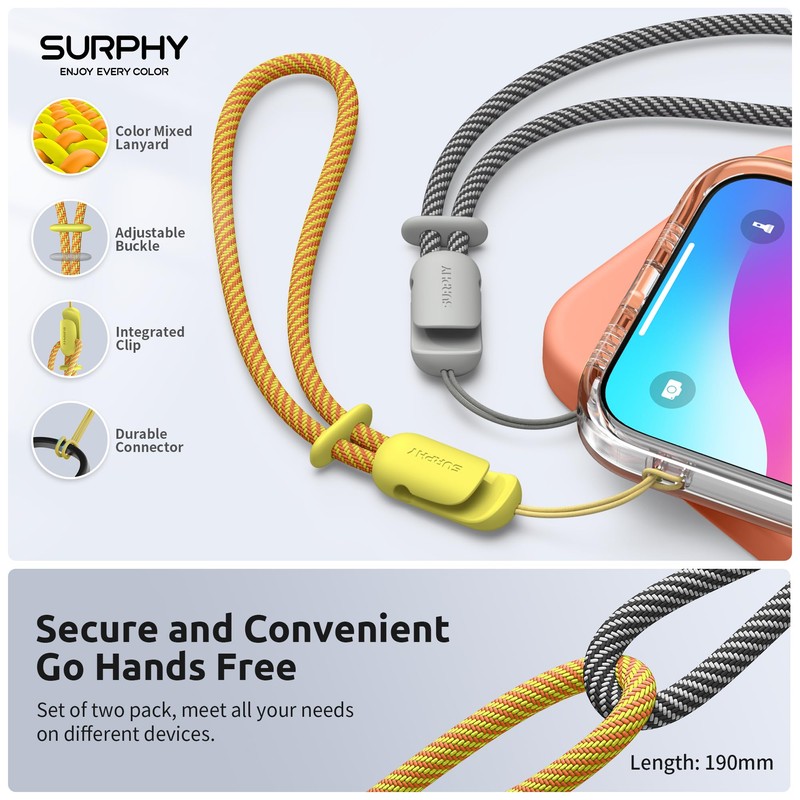 SURPHY Wrist Strap Lanyard for Phone, 2 Pack Adjustable Combination
