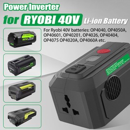 Power Inverter for Ryobi 40V Battery,200W Power Supply Inverter DC 18V to AC 110V, with USB Port & Type C PD3.0 Output Port & LED Lighting