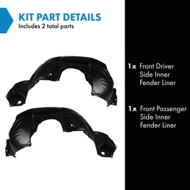 TRQ TRQ Front Inner Fender Liner Set Compatible with 2011-2013 Toyota Highlander TO1248180 TO1249180