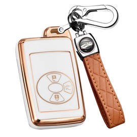 ontto TPU Smart Car Key fob Cover Fit for Toyota RAV4 2009 2011 RAV4 Yaris 2011 Avalon Highlander Reiz Land Cruiser Key case Keychain Key Shell Key Holder Accessories Protector 3 Button Beige