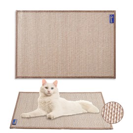 Mearrcgo Cat Scratching Mat, 50 x 30 cm, Bamboo Woven Cat Scratching Mat, Wear-Resistant, Crumble-Free, with Magic Stickers and Spiral Nail to Protect Wall, Sofa, Floor, Window (Pack of 1)