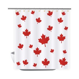 Maples Shower Curtain,72×72 Inch Canada Maple Flag Shower Curtains,1.8×1.8 Meters Canadian Leaf Waterproof Bathroom Shower Decor with Brass Grommet