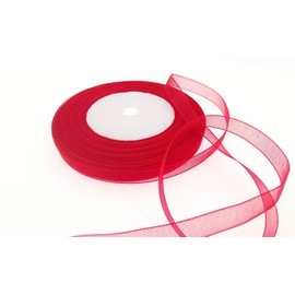 Dxeud Sheer Organza Ribbon (Red, 5/8" x 50 Yards)