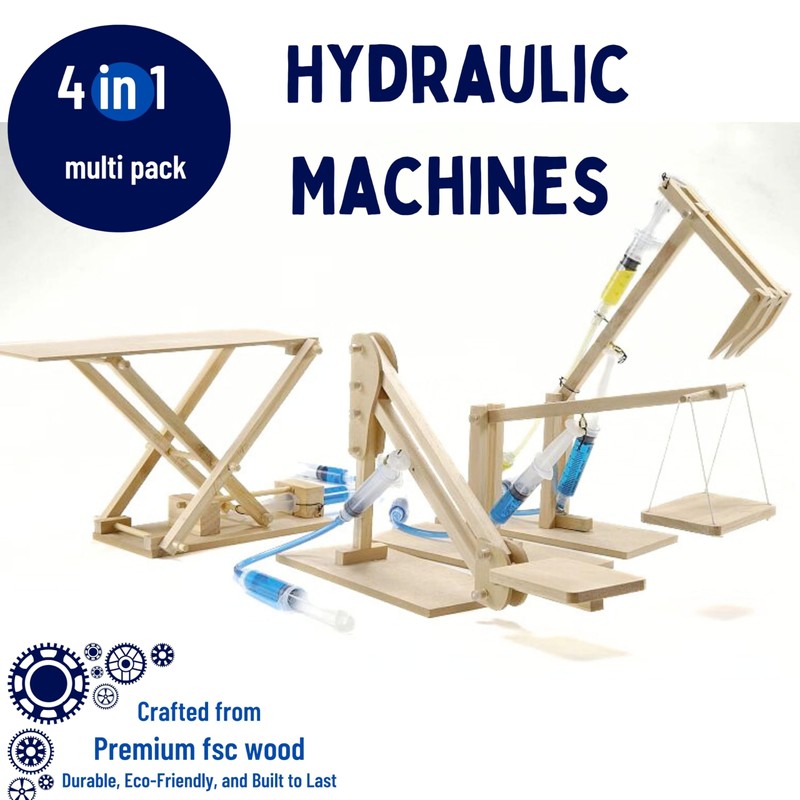 PATHFINDERS STEM Kit- Hydraulics 4-in-1– Build 4 Hydraulic Machines |