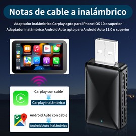 Adaptador Inalámbrico CarPlay Android Auto, Wireless CarPlay Adaptador Actualizar por Cable a inalámbrico, iOS 10+, 5.8GHz WiFi, para Coches con CarPlay por Cable de fábrica y Android Auto