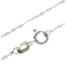 9ct White Gold 1mm Diamond Cut Singapore Twisted Curb Chain Necklace 18 Inch Long