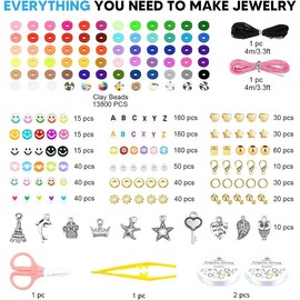 15000 Pcs Clay Beads Bracelet Making Kit  4 Boxes 72 Colors Friendship with Charms for Jewelry DIY Arts and Crafts Gifts Kids Adults - Style: Galaxy