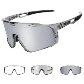 Ukoly Baseball/Running Sunglasses Cycling Glasses For Men Women,Sport Sunglasses HD Lens UV400 Protection TR90 Frame 620 (Hd Photochromic Silver)