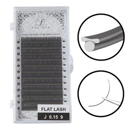 FELICIA Flat Lash Matte Eyelash Extensions Ultra Soft Single Matsueku Eyelash J Curl 0.15 Thickness 0.3 inches (9 mm)