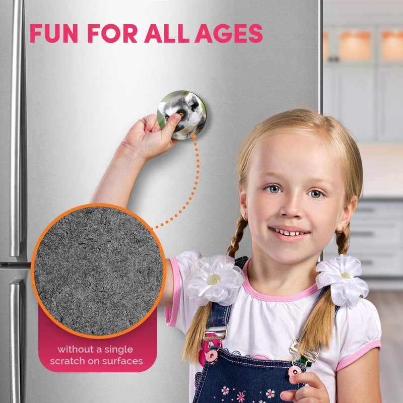 1 x Round MDF Magnet - Lemur Monkey Head Wildlife