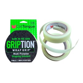 CATTONGUE GRIPS Non-Abrasive Grip Wrap Tape – 1” Thick Heavy Duty Tape for Wrapping Tools, Bats, Workout Equipment for Extra Grip, Durable Anti Slip Tape (Glow in The Dark, 20ft)