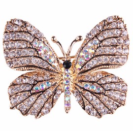 Gyn&Joy Womens Clear Crystal Rhinestone Butterfly Brooch