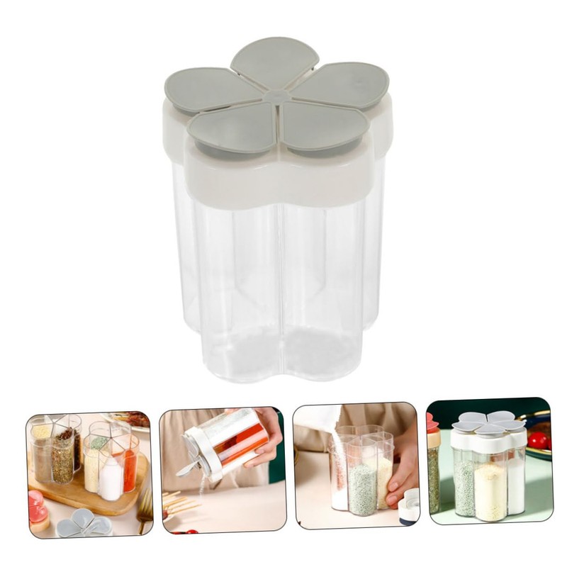 BIUDECO 2-piece Compartment Spice Jar Set Salt Dispenser Kitchen Seasoning
