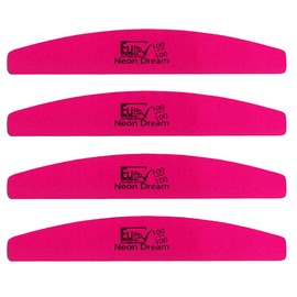 4 Neon Pink Nail File 100/100 Grit Manicure Pedicure Salon emery board Dual sided