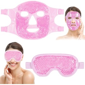 Antifaz Gel para Ojos y Mascara Hielo Facial para Hinchados/Ojeras/Migraña Kits de Mascara Gel Frio Cara con Respaldo de Felpa Suave, Antifaz para Dormir Fria y Caliente, Alivio del Estrés
