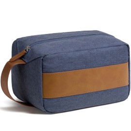 Vorspack Neceser para hombre, kit ligero Dopp resistente al agua, bolsa de afeitado grande para accesorios de viaje, color azul, Azul / Patchwork, Una talla