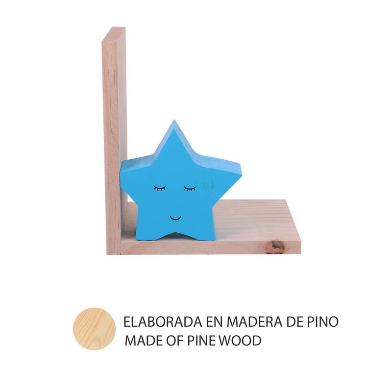 Nacnic Set of Two Wooden Pink Moon Bookends. Non-slip Bookends