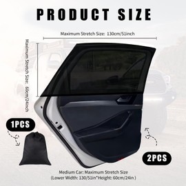 YEWCEP Pack of 2 Car Baby Car Sun Shade Universal Sun Visor Car Net with UV Protection / Anti-Glare Protection for Small and Medium Crossovers, SUVs, Saloons