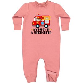 inktastic Fireman Daddy Is a Firefighter Baby Fleece Romper 12 Months Mauve 35f78