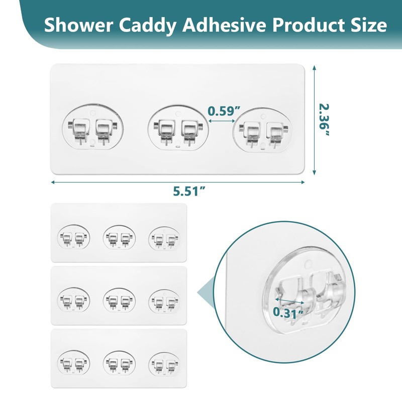 KaiwayInno 8 Pack Shower Caddy Adhesive Replacement, Strong Shower Shelf