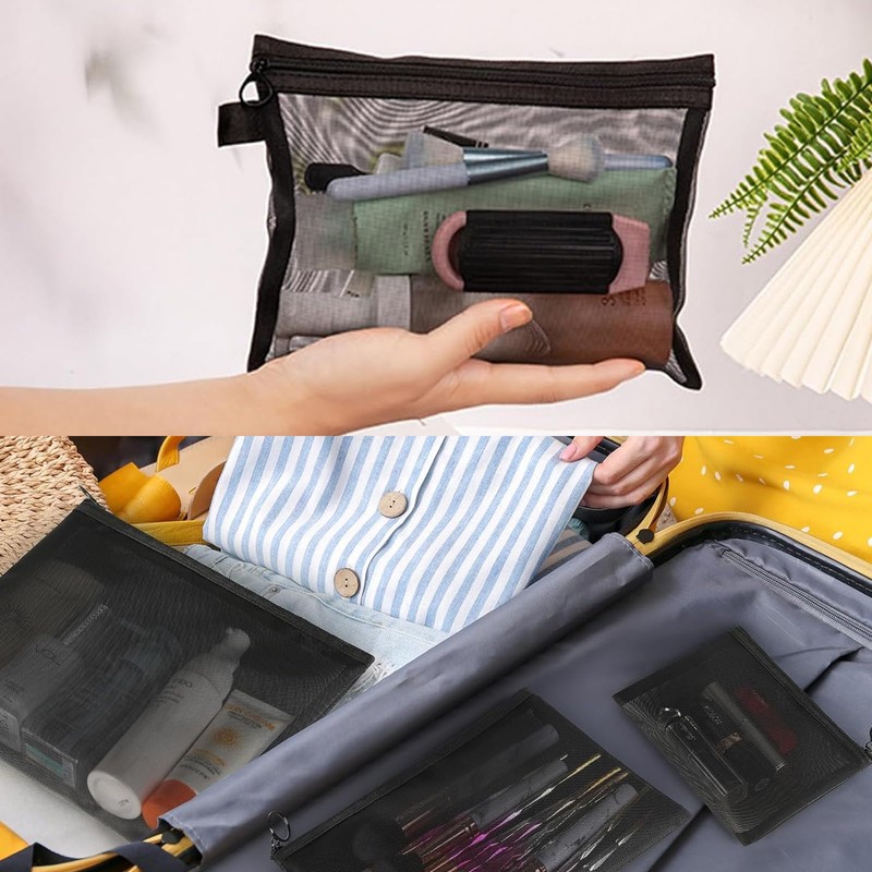 6PCS Small Make up Bag, Portable Mesh Makeup Bag, Travel