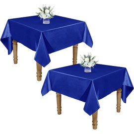 RUDONG M - Juego de 2 manteles cuadrados de 60 x 60 pulgadas, mantel de satén azul real, mantel cuadrado de satén sedoso, funda de mesa de satén suave brillante para boda, banquete, decoración de