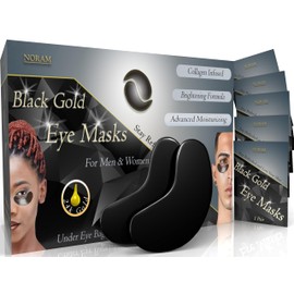 24k Black Gold Under Eye Masks (20 Pairs) by Noram | For: Puffiness, Wrinkles, Dark Circles, Under Eye Bags, Skin Brightening, Anti-Aging - Rejuvenating Eye Masks