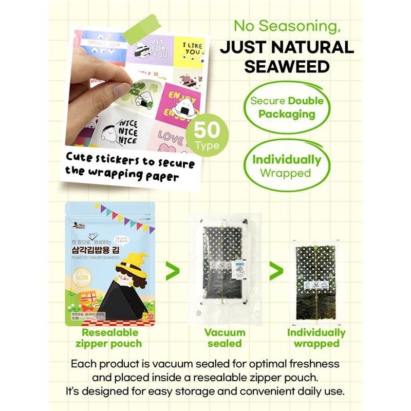 [50 sheets] Nice witch's Seaweed Wrappers for Triangle Rice Ball