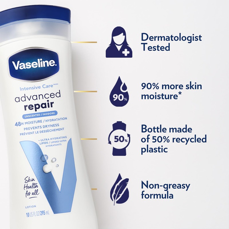 Vaseline Intensive Care Advanced Repair Fragrance Free Body Lotion 2-Pack
